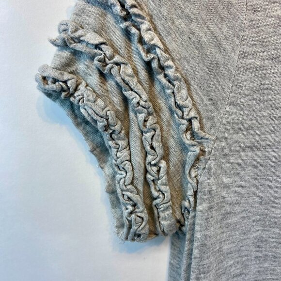 J. Crew Jersey Ruffle Sleeve Hem Scoop-Neck Gray Shift T-Shirt Dress, Small - Picture 2 of 10